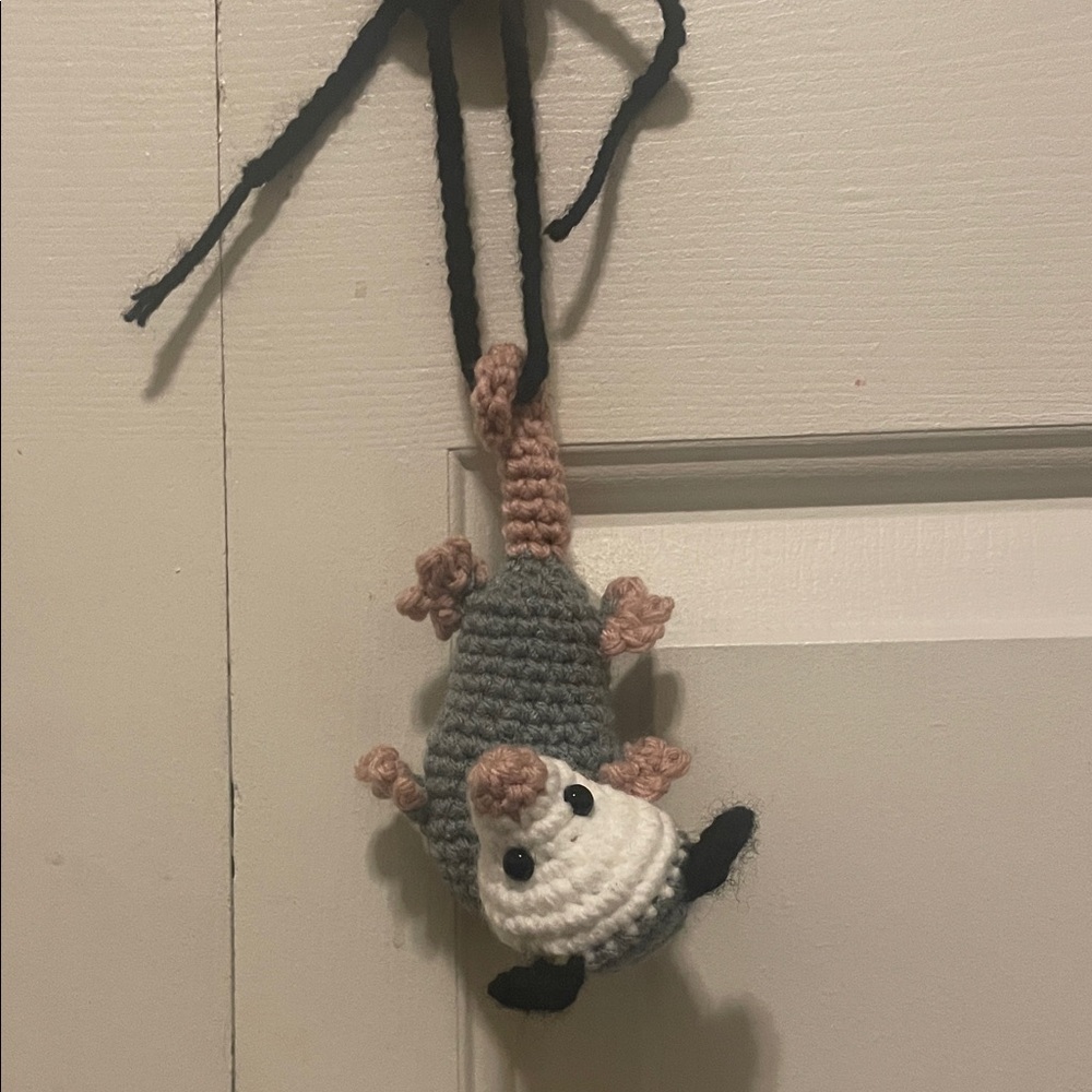Crochet Opossum Car hanging